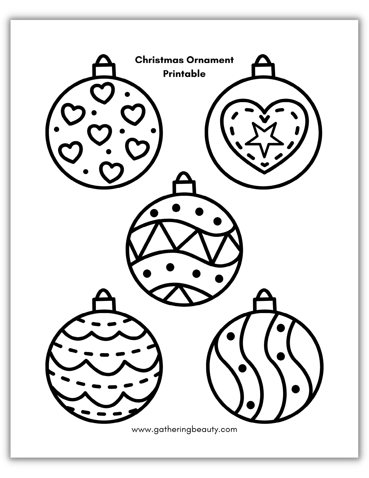 christmas ornament printable — gathering beauty